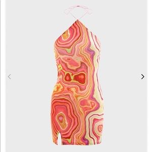 Multi Color Marble Halter Dress